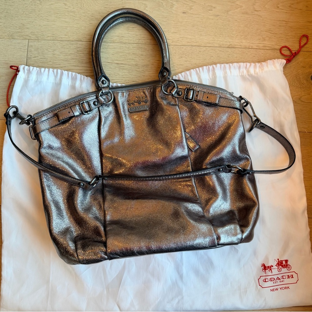 Authentic Coach Metallic Silver Purse/Tote